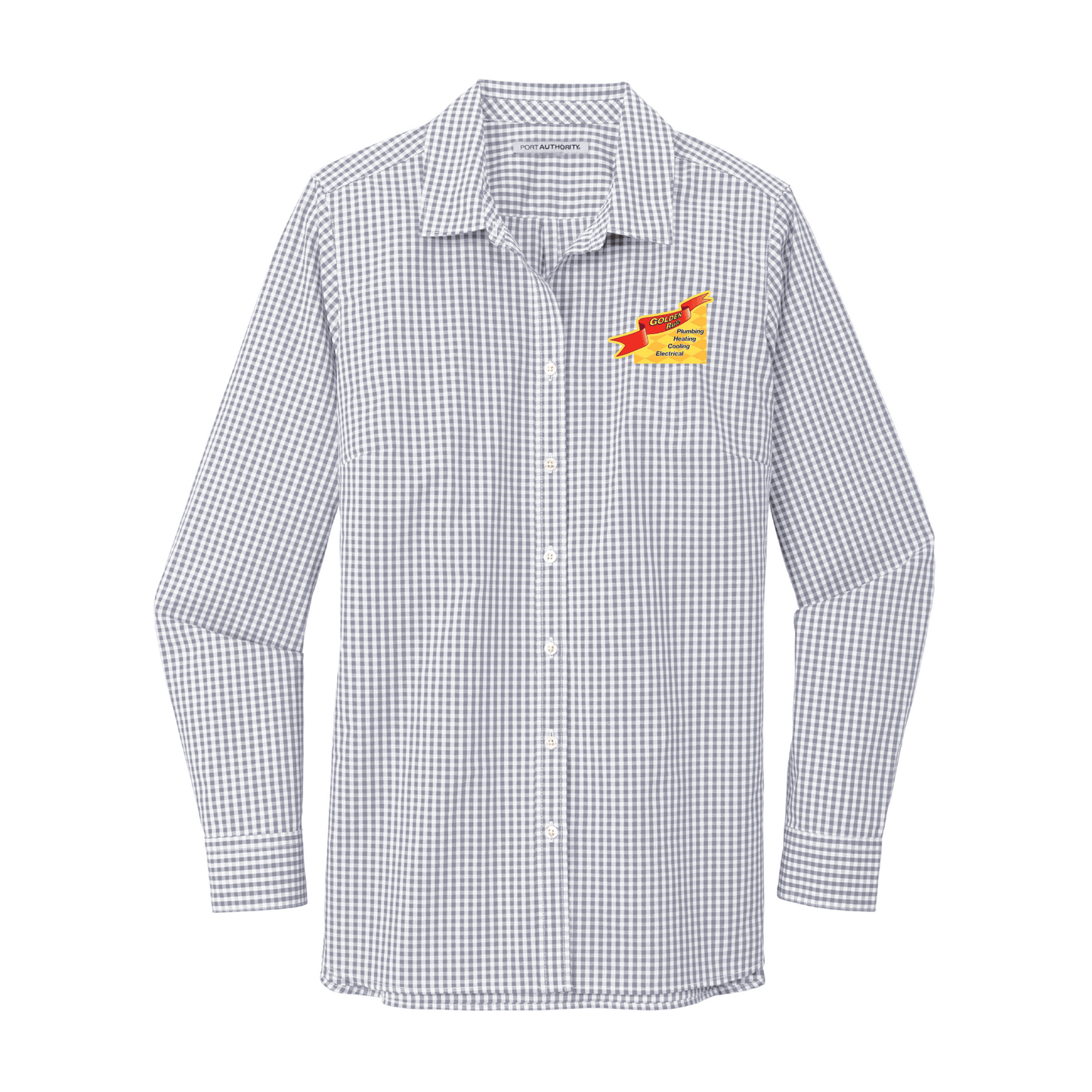 Ladies Broadcloth Gingham Easy Care Shirt